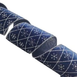 Buy 😍 3.5'' x 25 ft. Navy Velvet with Silver Argyle Ribbon by Celebrate It® 🥰 -Celebrate It Sales Shop 10697884 4