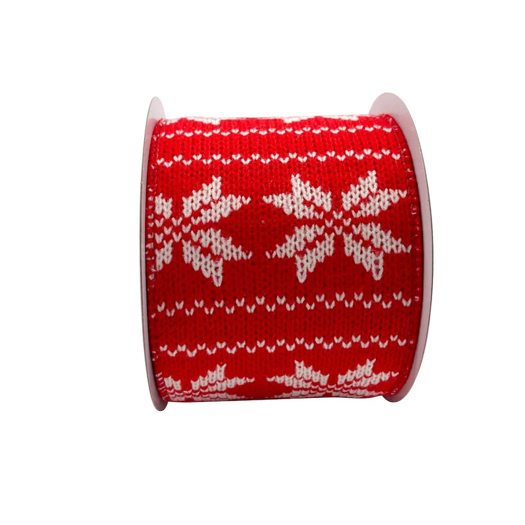 Cheapest 💯 3.5'' x 9 ft. Red with White Snowflakes Fair Isle Ribbon by Celebrate It® 🛒 2 Cheapest 💯 3.5'' x 9 ft. Red with White Snowflakes Fair Isle Ribbon by Celebrate It® 🛒 - Image 2