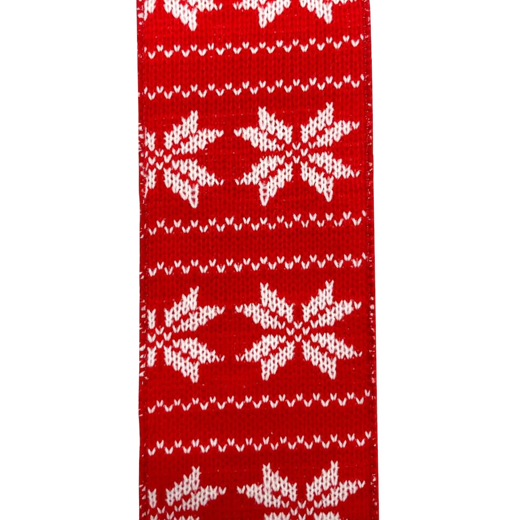 Cheapest 💯 3.5'' x 9 ft. Red with White Snowflakes Fair Isle Ribbon by Celebrate It® 🛒 3 Cheapest 💯 3.5'' x 9 ft. Red with White Snowflakes Fair Isle Ribbon by Celebrate It® 🛒 - Image 3
