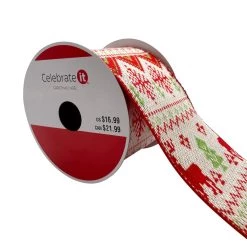 Cheap 👏 3.5'' x 9 ft. Fair Isle Reindeer Knit Ribbon by Celebrate It® 😉