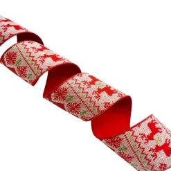 Cheap 👏 3.5'' x 9 ft. Fair Isle Reindeer Knit Ribbon by Celebrate It® 😉 -Celebrate It Sales Shop 10697916 4