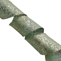 Best Pirce 😉 3.5'' x 25 ft. Green Faux Burlap Ribbon with Foil by Celebrate It® ⭐ -Celebrate It Sales Shop 10698090 4