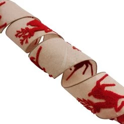 Best Pirce 🎉 3.5'' x 9 ft. Faux Burlap Ribbon with Reindeer Terry Embroidery by Celebrate It® 🎁 -Celebrate It Sales Shop 10698091 4