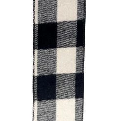 New ⭐ 3.5'' x 25 ft. Black & White Buffalo Checkered Flannel Ribbon by Celebrate It® 💯 -Celebrate It Sales Shop 10698092 3