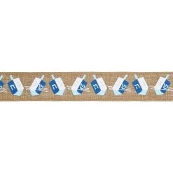 Best Sale 🧨 1.5" x 30ft. Faux Linen Wired Sevivon Ribbon by Celebrate It® Hanukkah 🎁 -Celebrate It Sales Shop 10699077 3