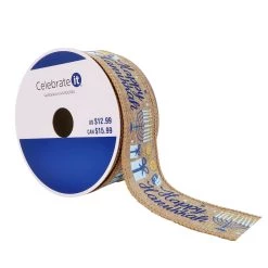 Brand new 🔥 1.5" x 30ft. Faux Linen Wired Candles Ribbon by Celebrate It® Hanukkah 🥰
