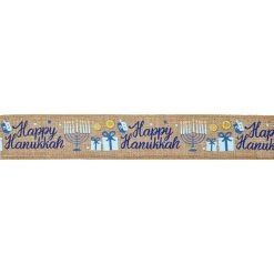 Brand new 🔥 1.5" x 30ft. Faux Linen Wired Candles Ribbon by Celebrate It® Hanukkah 🥰 -Celebrate It Sales Shop 10699084 3