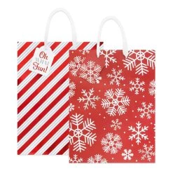 Hot Sale 🧨 Large Holiday Red Foil Gift Bags, 2ct. by Celebrate It™ 🎅 Christmas 🧨