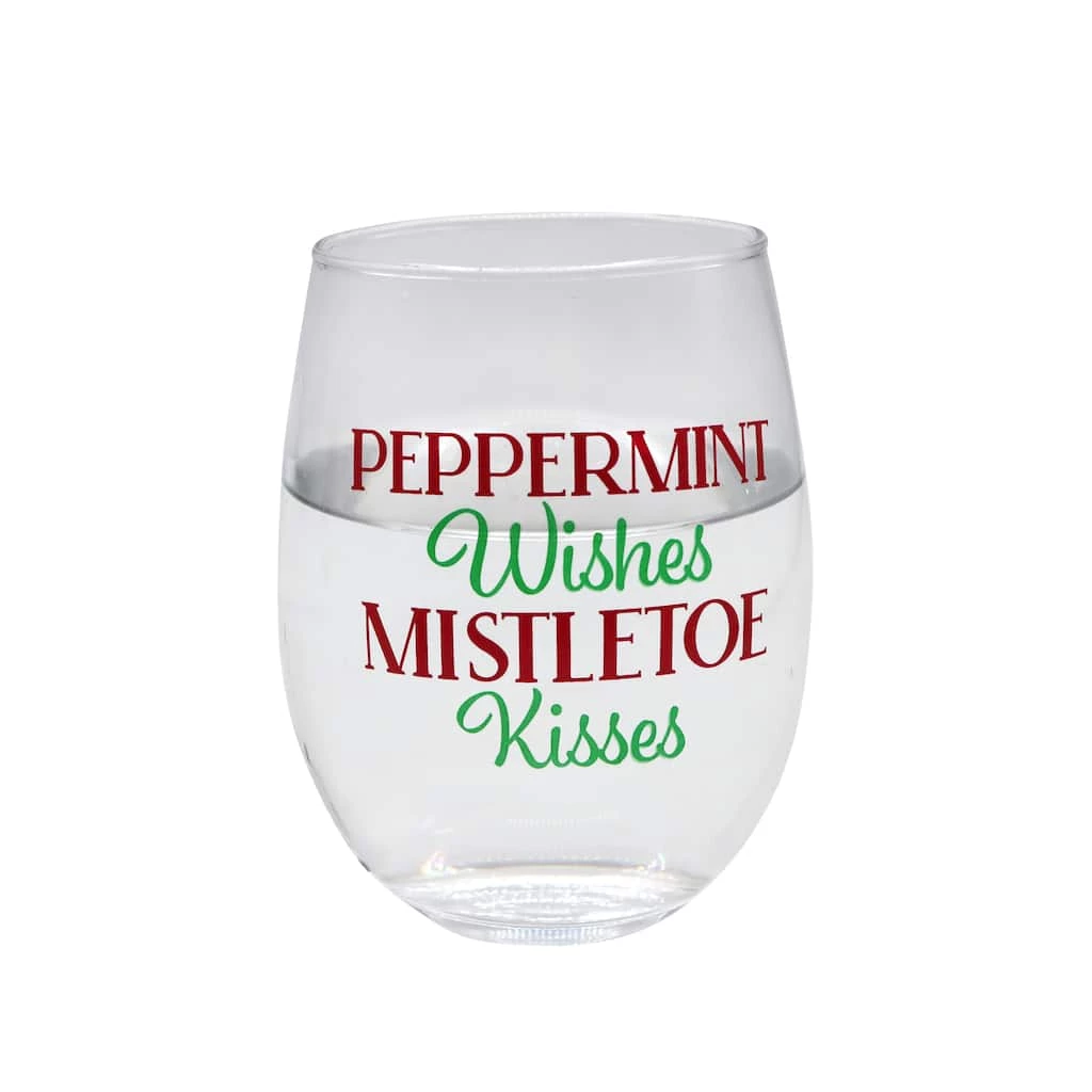 Cheap ๐ 20oz. Peppermint Wishes & Mistletoe Kisses Wine Glass by Celebrate It™ ๐ 2 Cheap ๐ 20oz. Peppermint Wishes & Mistletoe Kisses Wine Glass by Celebrate It™ ๐ - Image 2