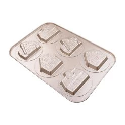 Hot Sale 🌟 Gold 6-Cavity Gingerbread House 🎁 Christmas Cake Pan by Celebrate It® 😀 -Celebrate It Sales Shop 10702447 5