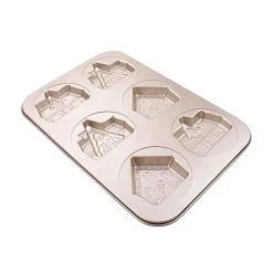 Hot Sale 🌟 Gold 6-Cavity Gingerbread House 🎁 Christmas Cake Pan by Celebrate It® 😀 -Celebrate It Sales Shop 10702447 7