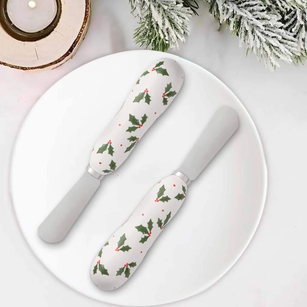 New 😍 5.7" Holly Cheese Knifes by Celebrate It™, 2ct. 🧨 2 New 😍 5.7" Holly Cheese Knifes by Celebrate It™, 2ct. 🧨 - Image 2