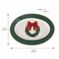 Wholesale 🎉 14" Green & White Wreath Oval Platter by Celebrate It™ 🌟 -Celebrate It Sales Shop 10703042 4