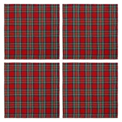 New ❤️ Red Tartan ❄ Christmas Linen Napkins by Celebrate It™, 4ct. 💯