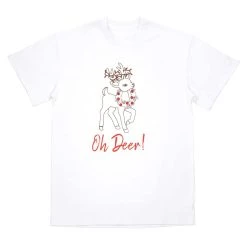Promo 🧨 White Oh Deer Adult T-Shirt by Celebrate It™ ❄ Christmas 🛒