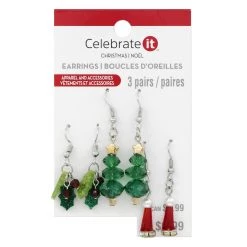 Hot Sale 🎁 Christmas Tree, Hat & Holly Dangle Earrings Set by Celebrate It™ ⭐