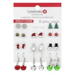 Best Pirce 🥰 Christmas Silver, Green & Red Earrings Set by Celebrate It™ 🥰