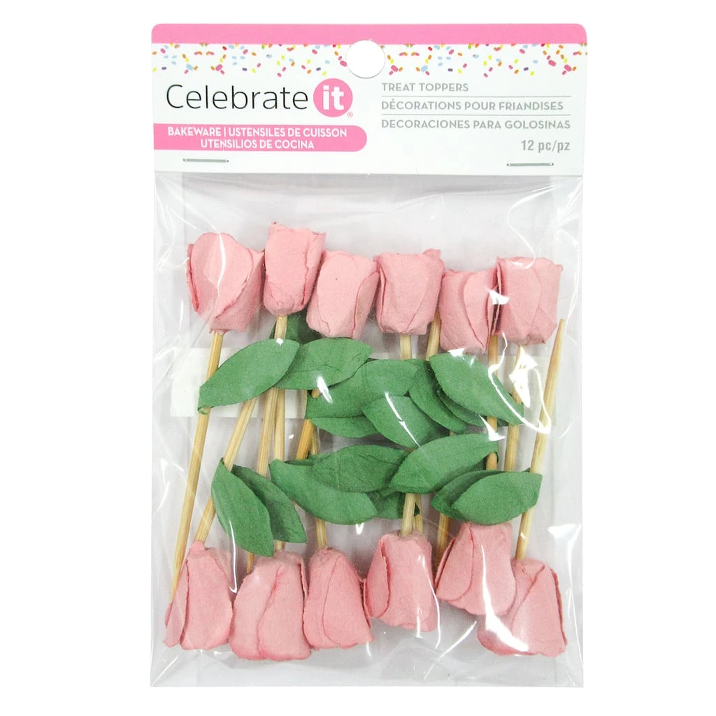 Cheapest 😉 12 Packs: 12 ct. (144 total) Pink Rose Treat Toppers by Celebrate It® 💯 2 Cheapest 😉 12 Packs: 12 ct. (144 total) Pink Rose Treat Toppers by Celebrate It® 💯 - Image 2