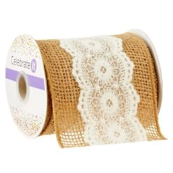 Best deal 🌟 12 Pack: 3.5" Burlap Lace Wired Ribbon by Celebrate It® Occasions™ 😀