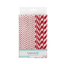 Top 10 👍 6 Packs: 100 ct. (600 total) Red Printed Paper Straws by Celebrate It™ Entertaining 👍