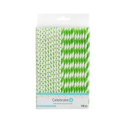 Deals 🎁 8 Packs: 100 ct. (800 total) Green Printed Paper Straws by Celebrate It™ Entertaining 😀