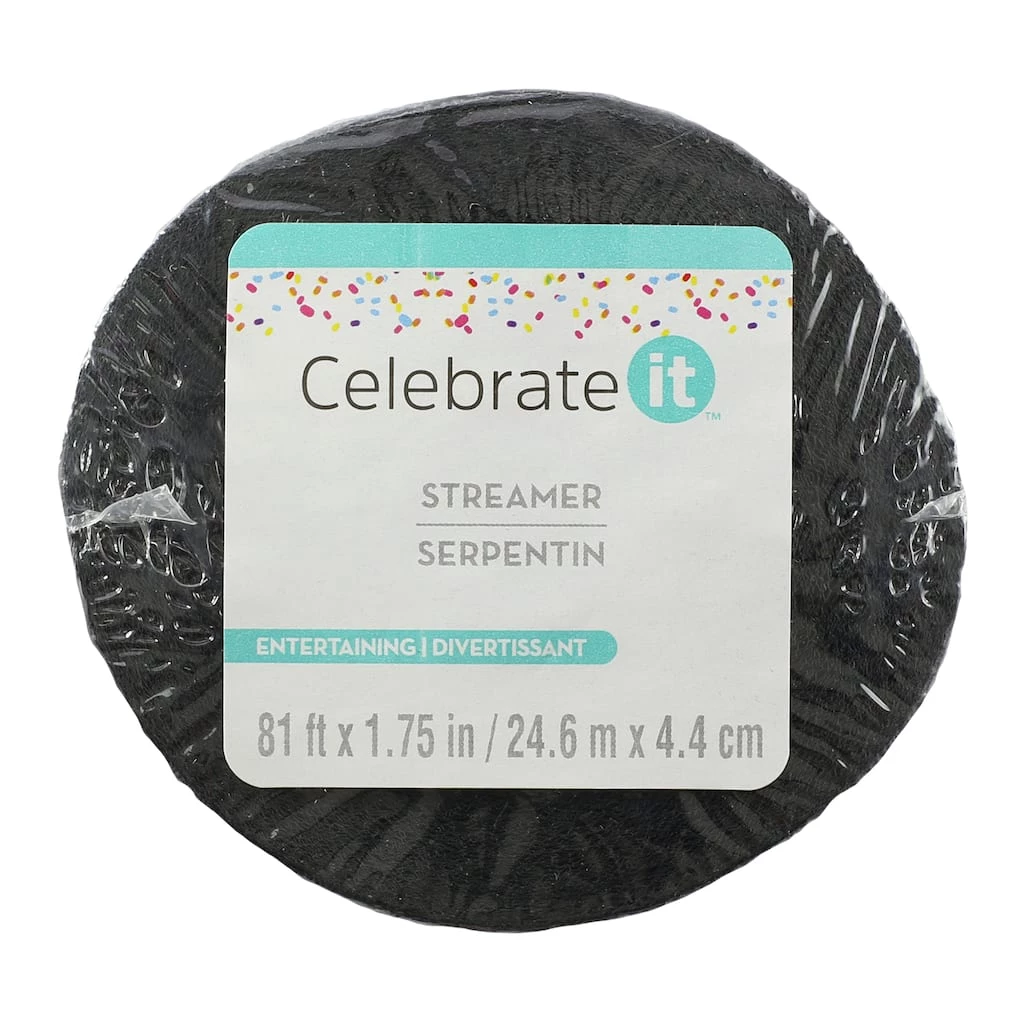 Buy 😍 12 Pack: Black Crepe Streamer by Celebrate It™ ✔️ 1 Buy 😍 12 Pack: Black Crepe Streamer by Celebrate It™ ✔️