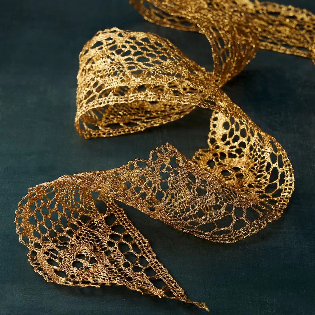Budget 🌟 12 Pack: 3" Gold Lace Ribbon by Celebrate It® Occasions™ ⌛ 2 Budget 🌟 12 Pack: 3" Gold Lace Ribbon by Celebrate It® Occasions™ ⌛ - Image 2
