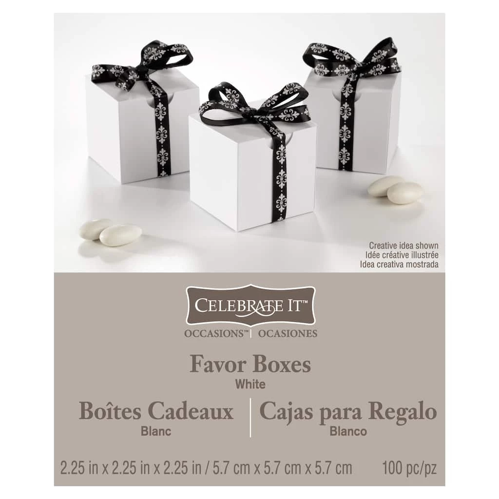 Promo 👍 8 Packs: 100 ct. (800 total) Occasions White Favor Boxes by Celebrate It™ 💯 1 Promo 👍 8 Packs: 100 ct. (800 total) Occasions White Favor Boxes by Celebrate It™ 💯