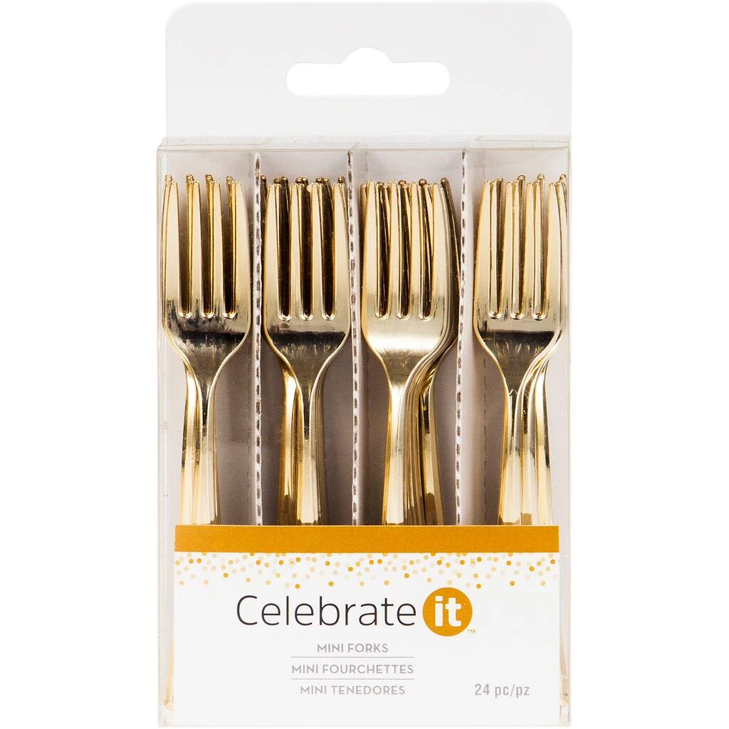 Buy ✨ 12 Packs: 24 ct. (288 total) Gold Mini Forks by Celebrate It™ ⌛ 2 Buy ✨ 12 Packs: 24 ct. (288 total) Gold Mini Forks by Celebrate It™ ⌛ - Image 2