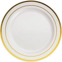 Cheapest 🧨 12 Packs: 10 ct. (120 total) Round Lunch Plates with Gold Trim by Celebrate It™ 🧨