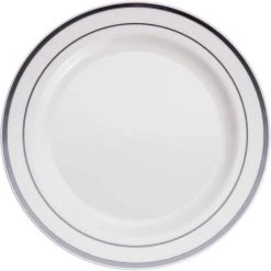 Flash Sale 👍 12 Packs: 10 ct. (120 total) Round Lunch Plates with Silver Trim by Celebrate It™ 🔥