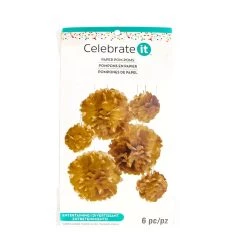 Budget 👏 12 Packs: 6 ct. (72 total) Gold Paper Pom Poms by Celebrate It™ 🎁 -Celebrate It Sales Shop MP525497 1