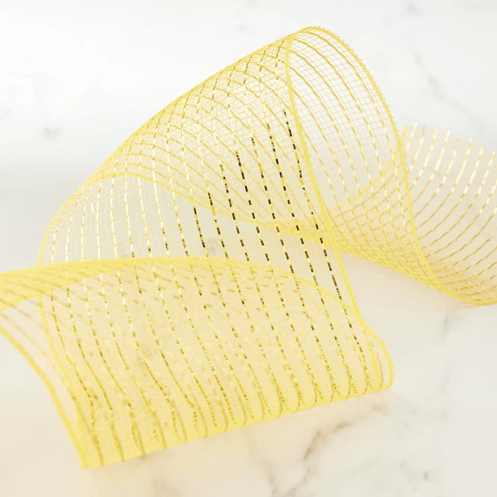 Coupon ๐ 12 Pack: 5.5" Mesh Mustard Ribbon by Celebrate It™ ๐ 2 Coupon ๐ 12 Pack: 5.5" Mesh Mustard Ribbon by Celebrate It™ ๐ - Image 2