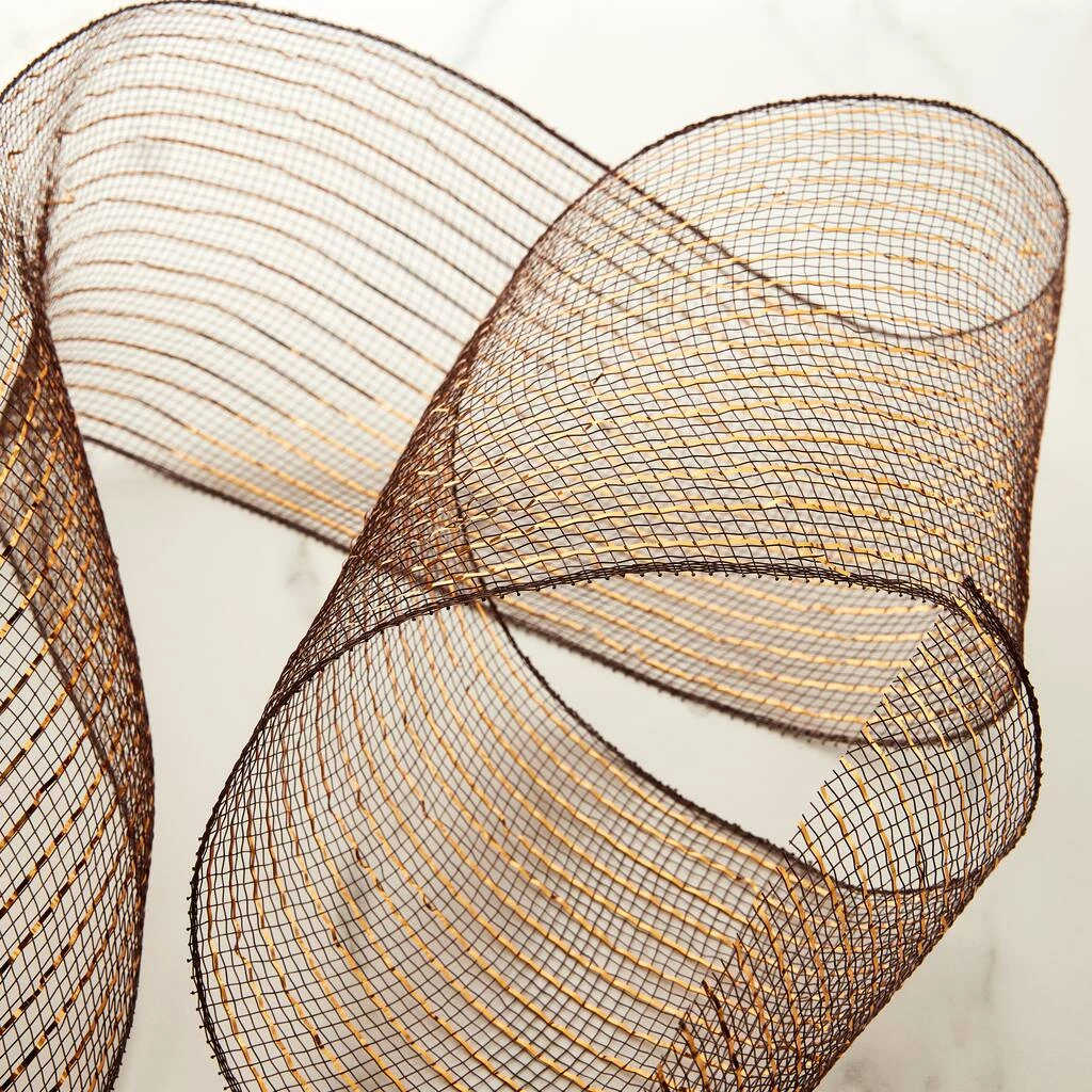 Discount 😀 12 Pack: 5.5" Mesh Bronze Ribbon by Celebrate It™ 🔥 2 Discount 😀 12 Pack: 5.5" Mesh Bronze Ribbon by Celebrate It™ 🔥 - Image 2