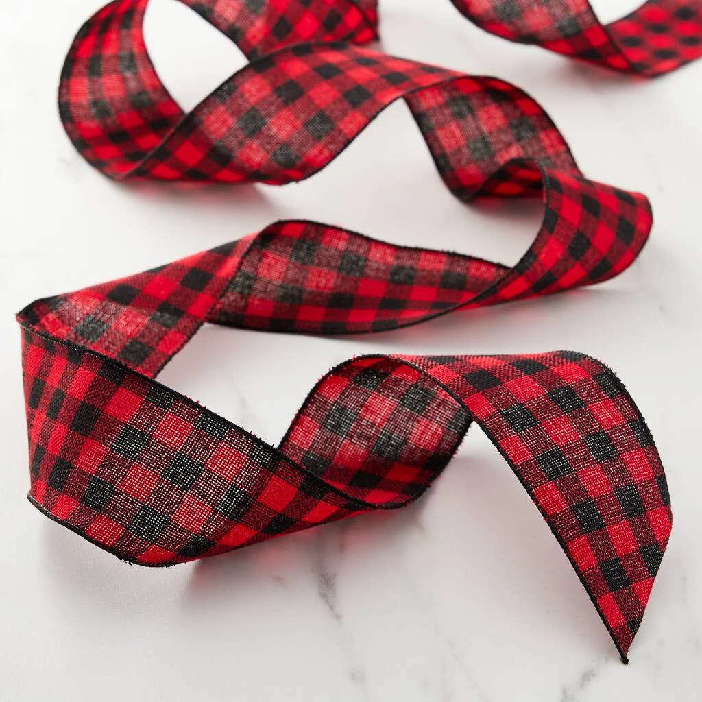 Outlet ❤️ 12 Pack: 2.5" Buffalo Check Wired Ribbon by Celebrate It™ 😉 2 Outlet ❤️ 12 Pack: 2.5" Buffalo Check Wired Ribbon by Celebrate It™ 😉 - Image 2