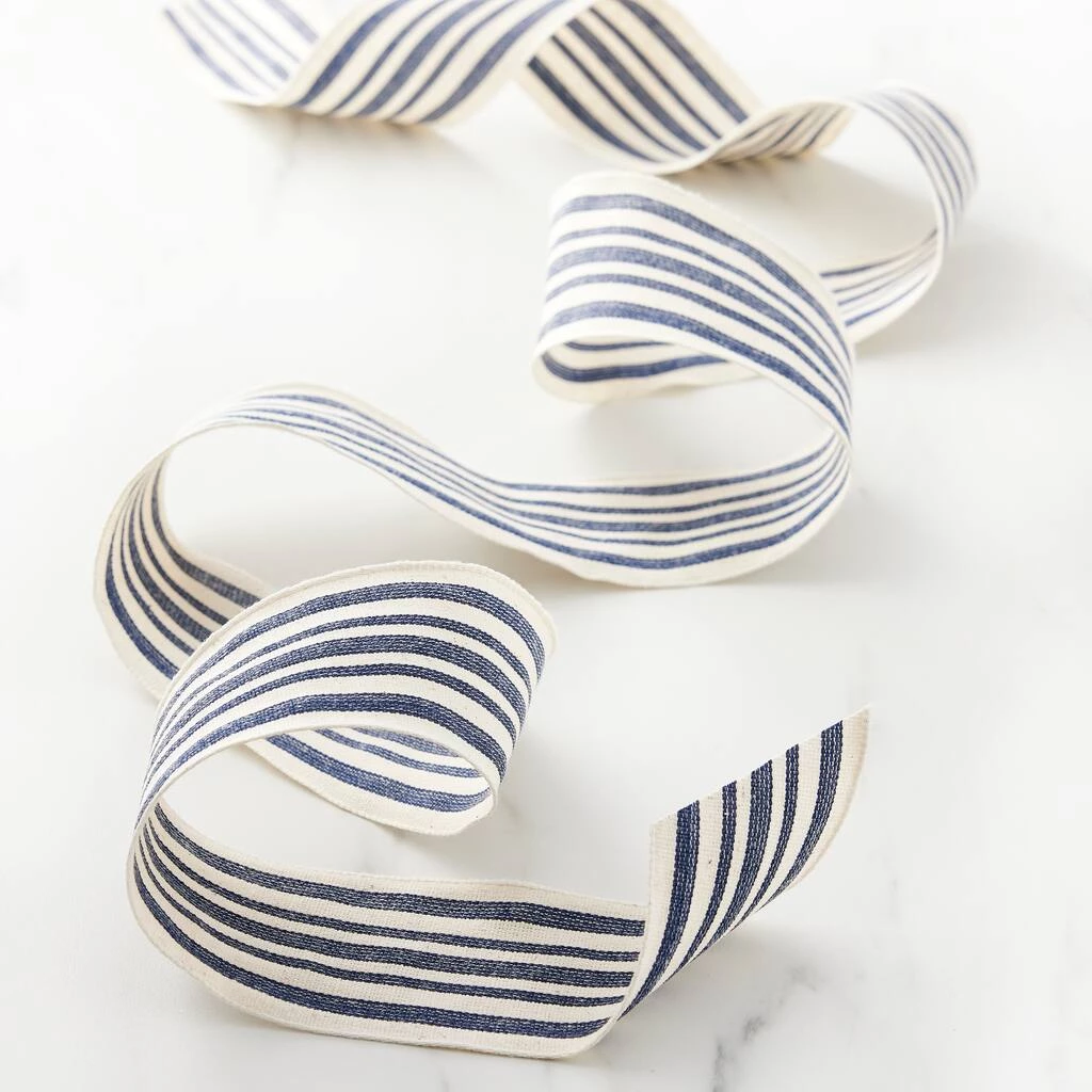 Promo ✔️ 12 Pack: 2.5" Faux Cotton Wired Striped Ribbon by Celebrate It™ Décor 🎉 2 Promo ✔️ 12 Pack: 2.5" Faux Cotton Wired Striped Ribbon by Celebrate It™ Décor 🎉 - Image 2