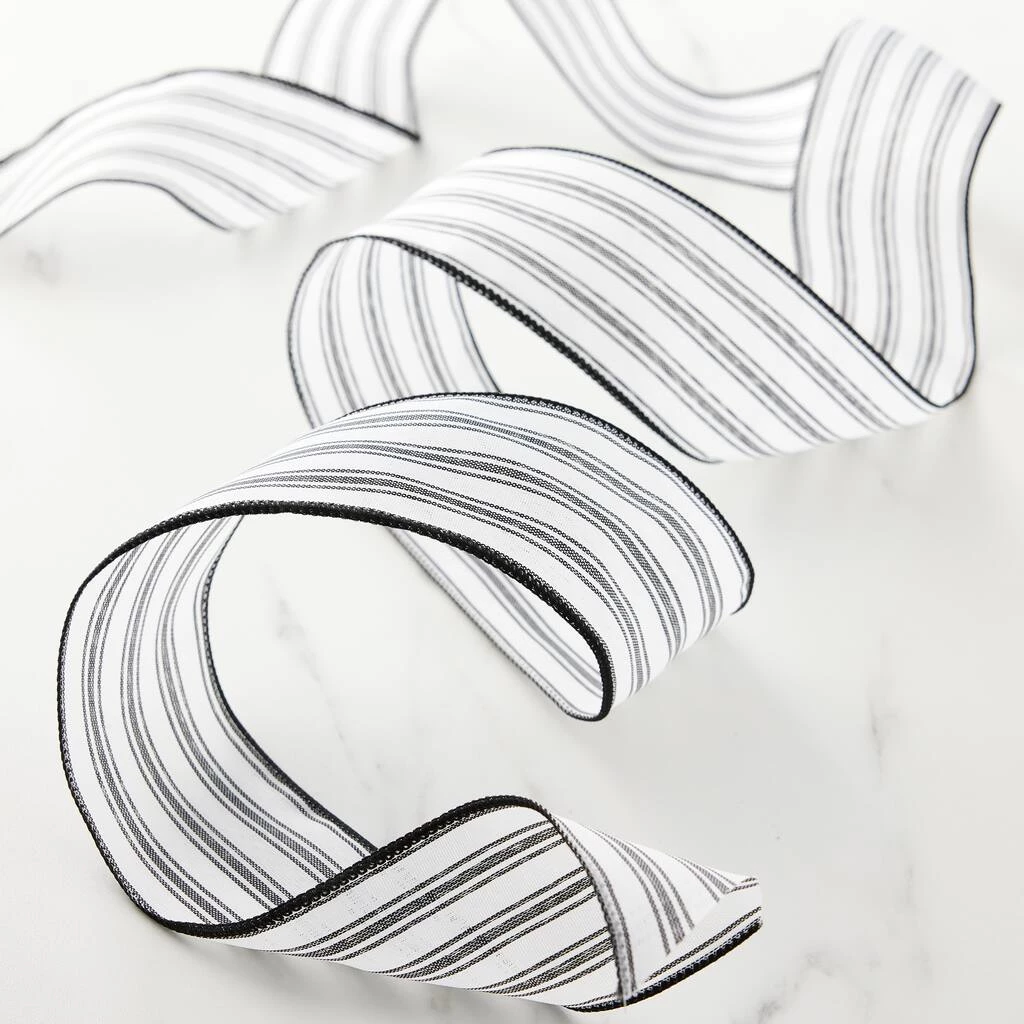 Wholesale 🧨 12 Pack: 2.5" Faux Linen Wired Stripe Ribbon by Celebrate It™ 🌟 2 Wholesale 🧨 12 Pack: 2.5" Faux Linen Wired Stripe Ribbon by Celebrate It™ 🌟 - Image 2